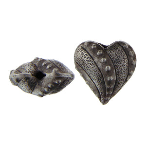 Fine Silver, Hill Tribe Bead, 22.1mm Width by 12.8mm Length by 21.9mm Height, Textured Heart Bead. Quantity per pack: 1 Piece.