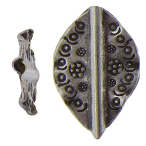 Fine Silver, Hill Tribe Bead, 16.2mm Width by 3.5mm Length by 25.4mm Height, Stamped Leaf Bead. Quantity per pack: 1 Piece.