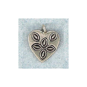 Fine Silver, Hill Tribe, 16.6mm Width by 1.1mm Length by 20.0mm Height, Stamped Heart Charm. Quantity Per Pack: 2 Pieces.