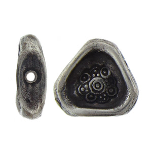 Fine Silver, Hill Tribe Bead, 18.5mm Width by 6.1mm Length by 18.0mm Height, Stamped Fancy Triangle Bead. Quantity per pack: 1 Piece.