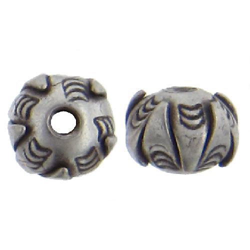 Fine Silver, Hill Tribe Bead, 8.8mm Width by 8.6mm Length by 6.6mm Height, Stamped Fancy Bead. Quantity per pack: 1 Piece.