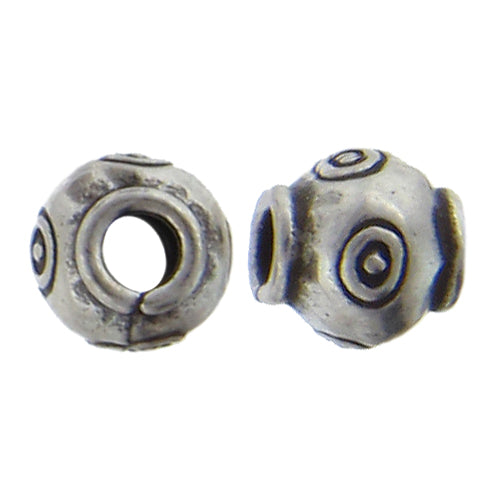 Fine Silver, Hill Tribe Bead, 8.1mm Width by 8.1mm Length by 7.7mm Height, Stamped Fancy Round Bead. Quantity per pack: 1 Piece.