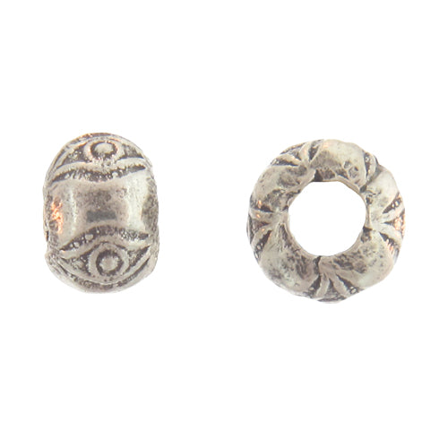 Fine Silver, Hill Tribe Bead, 7.0mm Width by 7.2mm Length by 5.0mm Height, Stamped Roundel Bead. Quantity per pack: 1 Piece.