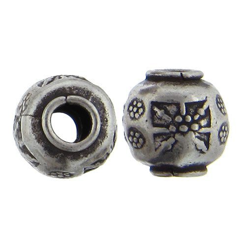 Fine Silver, Hill Tribe Bead, 13.0mm Width by 13.0mm Length by 13.0mm Height, Stamped Fancy Round Bead. Quantity per pack: 1 Piece.