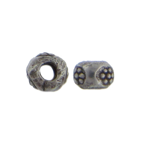 Fine Silver, Hill Tribe Bead, 4.9mm Width by 4.7mm Length by 3.6mm Height, Stamped Roundel Bead. Quantity per pack: 1 Piece.