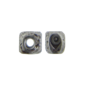 Fine Silver, Hill Tribe Bead, 4.4mm Width by 4.2mm Length by 3.5mm Height, Stamped Square Bead. Quantity per pack: 1 Piece.