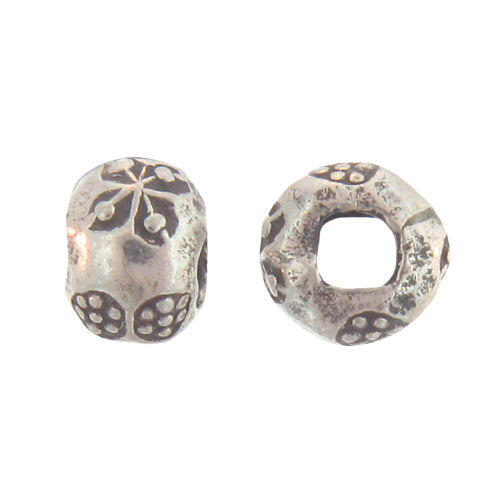 Fine Silver, Hill Tribe Bead, 5.8mm Width by 5.7mm Length by 4.3mm Height, Stamped Roundel Bead. Quantity per pack: 1 Piece.