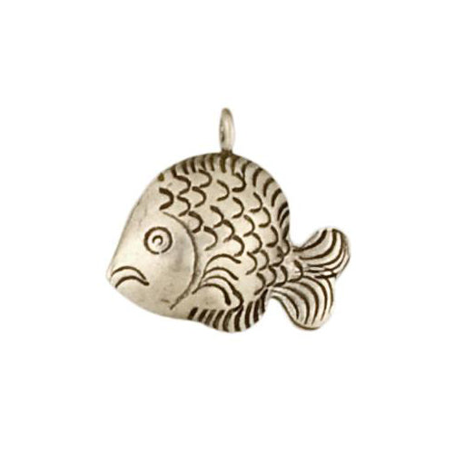 Fine Silver, Hill Tribe, 23.7mm Width by 6.3mm Length by 22.0mm Height, Fish Charm. Quantity Per Pack: 2 Pieces.