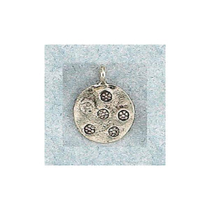 Fine Silver, Hill Tribe, 13.1mm Width by 1.1mm Length by 17.5mm Height, Stamped Flat Round Charm. Quantity Per Pack: 4 Pieces.