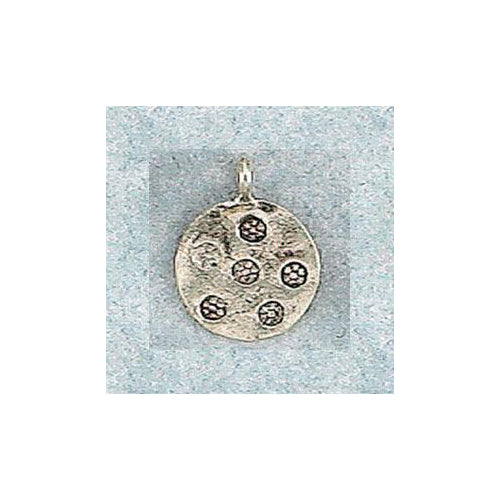 Fine Silver, Hill Tribe, 13.1mm Width by 1.1mm Length by 17.5mm Height, Stamped Flat Round Charm. Quantity Per Pack: 4 Pieces.