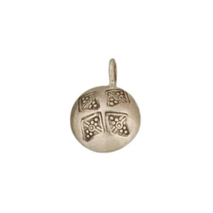 Fine Silver, Hill Tribe, 13.5mm Width by 7.9mm Length by 18.2mm Height, Stamped Round Charm. Quantity Per Pack: 4 Pieces.