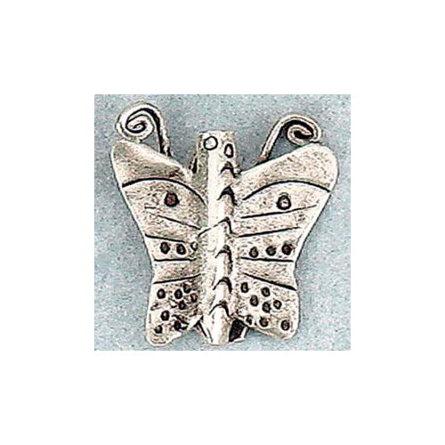 Fine Silver, Hill Tribe Bead, 23.8mm Width by 3.4mm Length by 26.7mm Height, Stamped Insect Butterfly Bead. Quantity per pack: 2 Pieces.