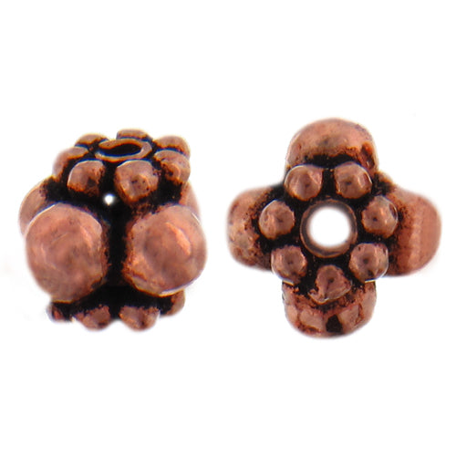 Copper Oxidized, 6.8mm Width by 6.8mm Length by 6.5mm Height, Fancy Bead. Quantity per pack: 32 Pieces.