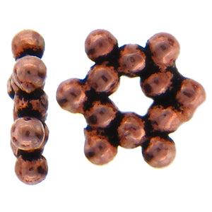 Copper Oxidized, 8.3mm Width by 8.1mm Length by 2.1mm Height, Square Daisy Bead. Quantity per pack: 10 Pieces.