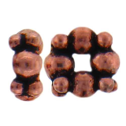 Copper Oxidized, 6.7mm Width by 7.0mm Length by 3.1mm Height, Fancy Bead. Quantity per pack: 5 Pieces.