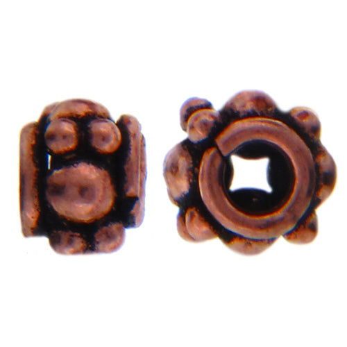 Copper Oxidized, 6.5mm Width by 6.6mm Length by 4.7mm Height, Fancy Bead. Quantity per pack: 43 Pieces.