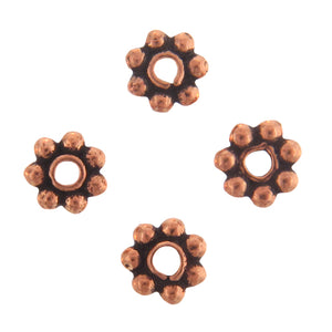 Copper, 4.3mm Width by 4.2mm Length by 1.4mm Height, Daisy Bead. Quantity per pack: 150 Pieces.