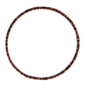 Copper, 41.4mm Width / Height, Textured Circle Connector. Quantity Per Pack: 6 Pieces.