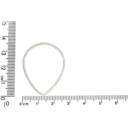 Sterling Silver, 27.4mm Width by 0.8mm Length by 35.1mm Height, Textured Tear Drop Connector. Quantity Per Pack: 4 Pieces.