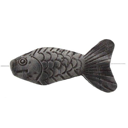 Fine Silver, Hill Tribe Bead, 15.7mm Width by 5.7mm Length by 30.0mm Height, Stamped Fish Animal Bead. Quantity per pack: 2 Pieces.