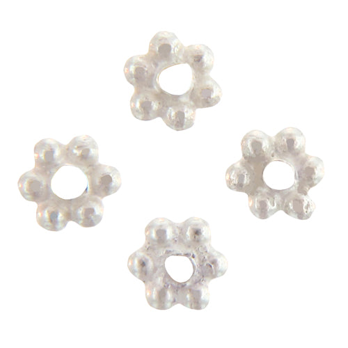 Sterling Silver, 3.4mm Width by 3.4mm Length by 1.3mm Height, Daisy Bead. Quantity per pack: 120 Pieces.