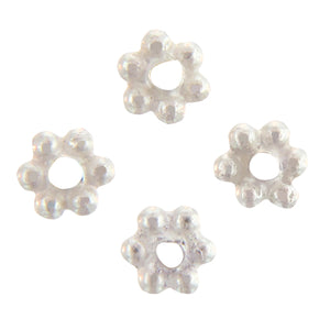 Sterling Silver, 5.0mm Width by 4.9mm Length by 1.5mm Height, shiny Daisy Bead. Quantity per pack: 56 Pieces.