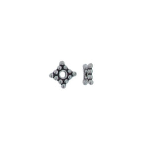 Sterling Silver Oxidized, 4.3mm Width by 4.4mm Length by 1.1mm Height, Square Daisy Bead. Quantity per pack: 83 Pieces.