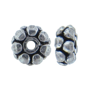 Sterling Silver Oxidized, 6.7mm Width by 6.8mm Length by 3.1mm Height, Fancy Bead. Quantity per pack: 10 Pieces.