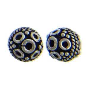 Sterling Silver Oxidized, 6.1mm Width by 6.2mm Length by 6.1mm Height, Fancy Round Bead. Quantity per pack: 10 Pieces.