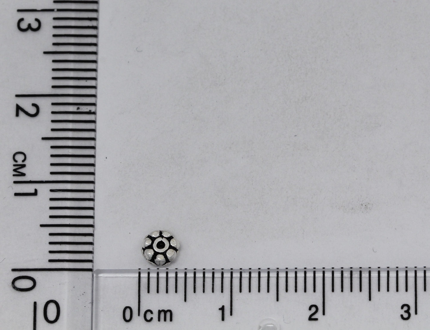 Sterling Silver Oxidized, 4.0mm Width by 4.0mm Length by 2.1mm Height, Fancy Round Bead. Quantity per pack: 14 Pieces.