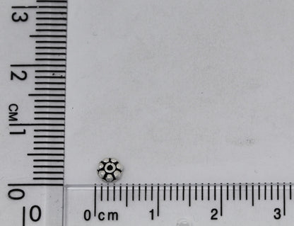 Sterling Silver Oxidized, 4.0mm Width by 4.0mm Length by 2.1mm Height, Fancy Round Bead. Quantity per pack: 14 Pieces.