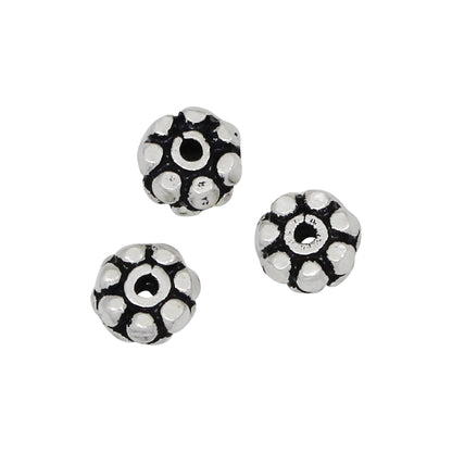 Sterling Silver Oxidized, 4.0mm Width by 4.0mm Length by 2.1mm Height, Fancy Round Bead. Quantity per pack: 14 Pieces.