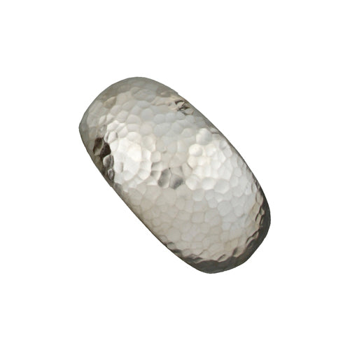 Fine Silver, Hill Tribe Bead, 32.0mm Width by 17.4mm Length by 57.7mm Height, Hammered Curved Puffy Bead. Quantity per pack: 1 Piece.