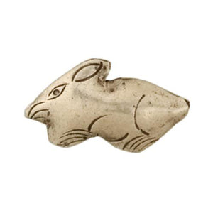 Fine Silver, Hill Tribe Bead, 20.0mm Width by 9.1mm Length by 30.7mm Height, Stamped Rabbit Animal Bead. Quantity per pack: 2 Pieces.