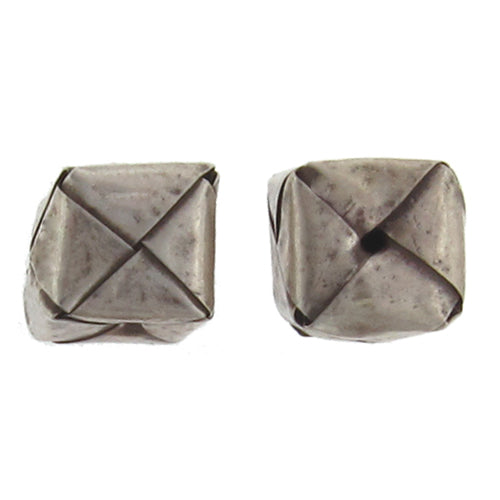 Fine Silver, Hill Tribe Bead, 13.4mm Width by 13.4mm Length by 13.7mm Height, Square Origami Bead. Quantity per pack: 2 Pieces.