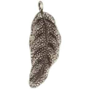 Fine Silver, Hill Tribe, 13.2mm Width by 4.1mm Length by 33.3mm Height, Textured Leaf Charm. Quantity Per Pack: 4 Pieces.