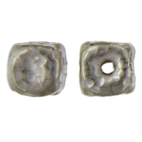 Fine Silver, Hill Tribe Bead, 12.0mm Width by 11.7mm Length by 11.9mm Height, Hammered Square Bead. Quantity per pack: 2 Pieces.