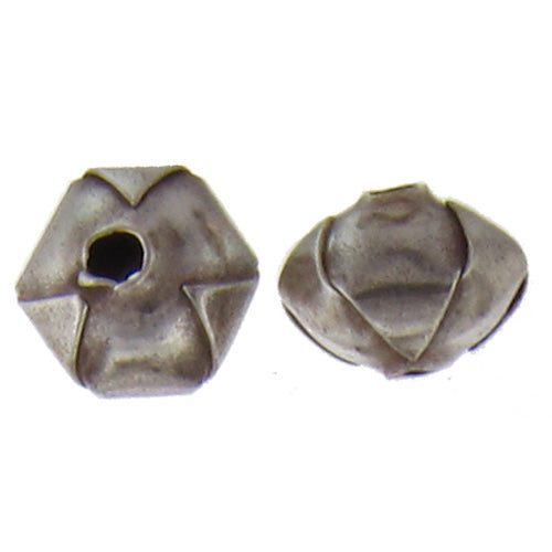 Fine Silver, Hill Tribe Bead, 11.2mm Width by 10.9mm Length by 8.8mm Height, Roundel Origami Bead. Quantity per pack: 4 Pieces.