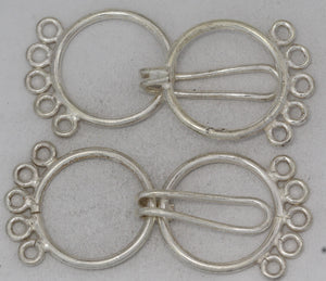 Sterling Silver, 18.8mm Width by 1.7mm Length by 22.6mm Height, 5 Strand Round Eye with 18.7mm Width by 5.7mm Length by 26.1mm Height, Round Hook, Round Hook & Eye Clasp. Quantity Per Pack: 1 Pair.