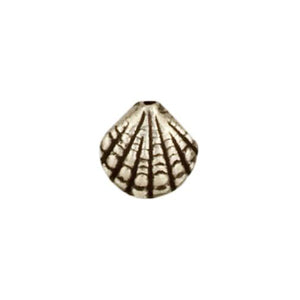 Fine Silver, Hill Tribe Bead, 13.9mm Width by 6.0mm Length by 13.8mm Height, Shell Bead.  Quantity per pack: 4 Pieces.