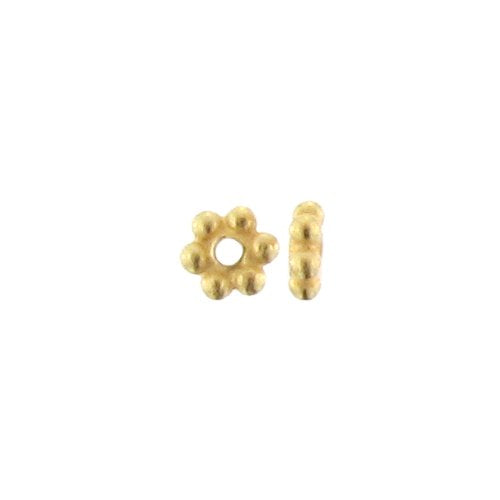 Sterling Silver Gold Plated, 5.0mm Width by 5.0mm Length by 1.8mm Height, Daisy Bead. Quantity per pack: 62 Pieces.