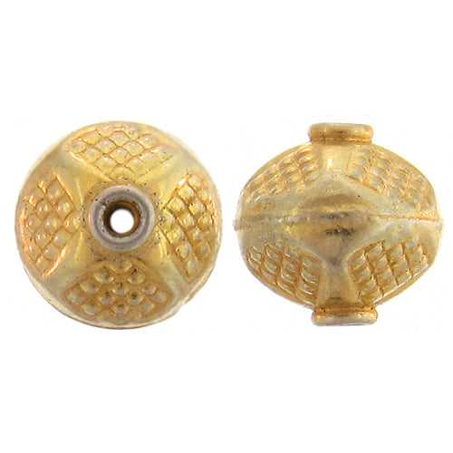 Sterling Silver Gold Plated / Vermeil, 11.7mm Width by 11.7mm Length by 11.4mm Height, Textured Fancy Bali Bead. Quantity per pack: 6 Pieces.