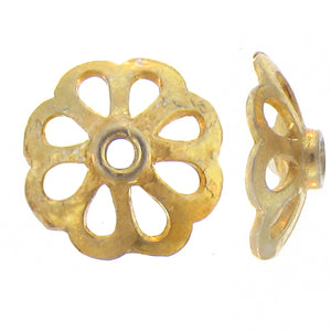 Sterling Silver Gold Plated / Vermeil, 12.1mm Width by 12.1mm Length by 4.0mm Height, Fancy Bali Bead. Quantity per pack: 16 Pieces.