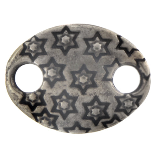 Base Metal Oxidized, 23.0mm Width by 17.6mm Length by 3.4mm Height, Stamped 2 Hole Oval Connector.