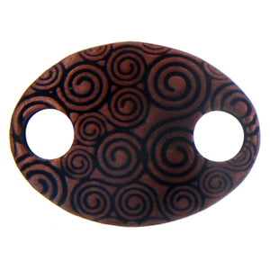 Copper Oxidized, 21.8mm Width by 16.5mm Length by 3.0mm Height, Stamped 2 Hole Oval Connector. Quantity Per Pack: 4 Pieces.