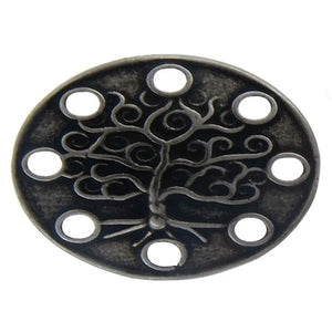 Base Metal Oxidized, 18.2mm Width by 13.6mm Length by 3.0mm Height, Patterned 8 Hole Circle Connector. Quantity Per Pack: 4 Pieces.