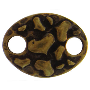 Brass Oxidized, 17.1mm Width by 13.2mm Length by 3.9mm Height, Patterned 2 Hole Circle Connector. Quantity Per Pack: 4 Pieces.