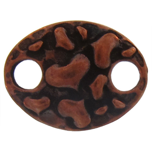 Copper Oxidized, 17.1mm Width by 13.2mm Length by 3.9mm Height, Patterned 2 Hole Circle Connector. Quantity Per Pack: 4 Pieces.