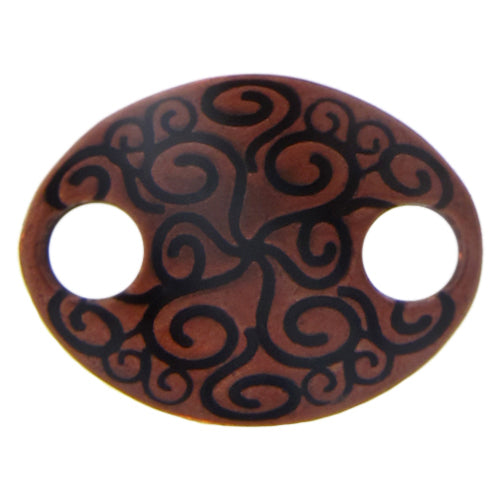 Copper Oxidized, 18.8mm Width by 14.7mm Length by 2.9mm Height, Stamped 2 Hole Oval Connector. Quantity Per Pack: 4 Pieces.