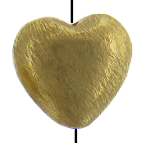 Brass, 12.4mm Width by 7.2mm Length by 11.3mm Height, Matte Heart Bead. Quantity per pack: 20 Pieces.